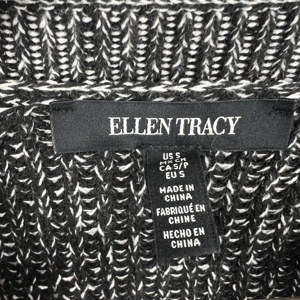 ELLEN TRACY Sweater Womens Size S Black Marled Raglan Long Sleeve High Low - Picture 7 of 10